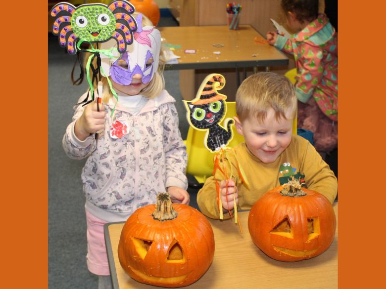 Children with halloween masks